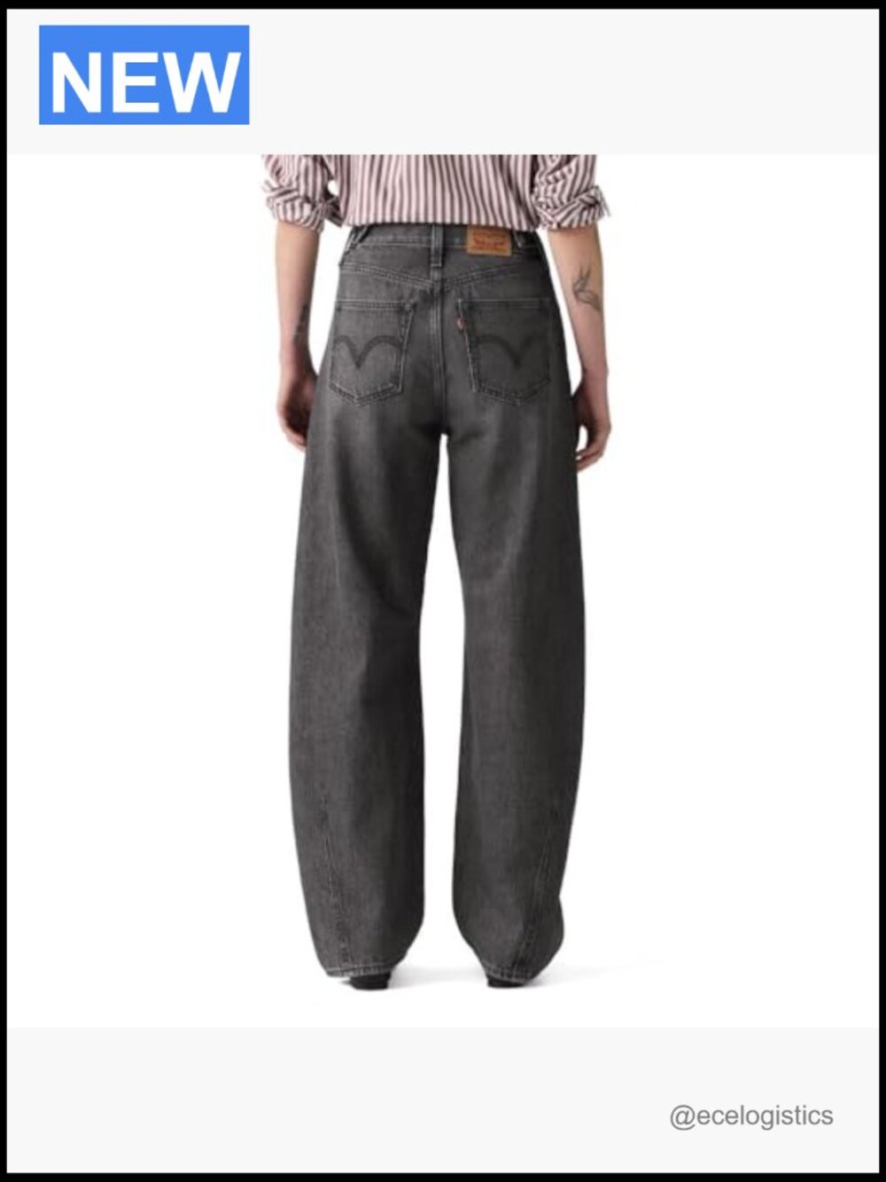 High Rise Tapered Barrel Jeans Straight Leg Non-Stretch Cotton 29" Inseam - Picture 2 of 3